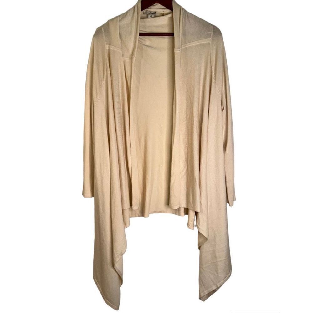 Simply Noelle‎ Womens L/XL Cream Open Front Oversized Drape Sweater Cardigan